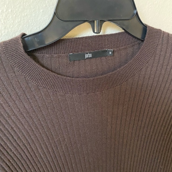 Jarbo Women’s Merino Wool Sweater Ribbed Knit in Brown Size M Minimalist Crew - Picture 2 of 7